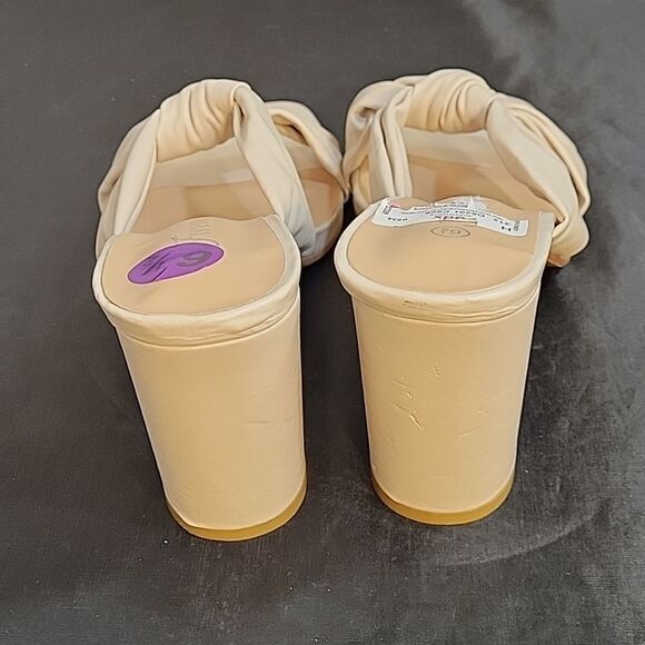 BRAND NEW FOREVER SQUARE TOE BOWTIE SLIDES HEEL BACKLESS CHUNKY HEEL SANDAL - Picture 9 of 15